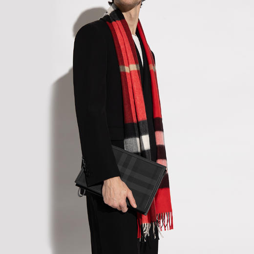 【三】BURBERRY 巴宝莉 男士格纹皮革拉链手拿包 格子 8070205 A1208 商品图3