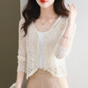 镂空开衫女外套，针织空调衫长袖V领蕾丝夏季轻熟气质宽松上衣CC-11-68090 商品缩略图2