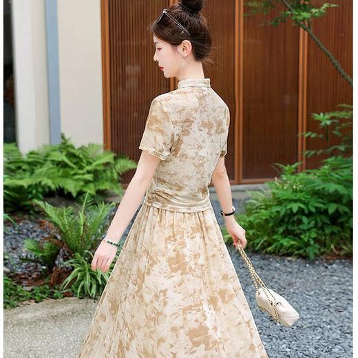 简洁优雅，美观大方高腰A裙新中式风印花套装HR-WZ23299 商品图4