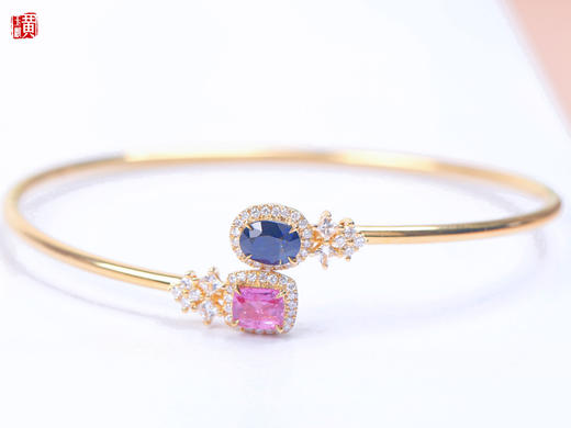 【柚念】18k金镶 帕帕拉恰蓝宝石手镯，主石1.36ct 商品图5