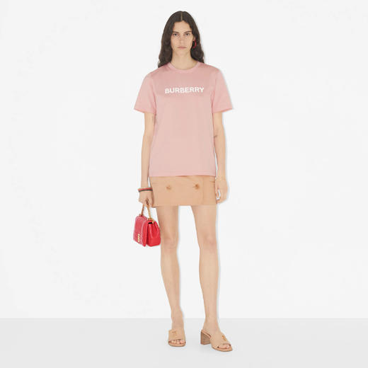 BURBERRY 巴宝莉 女士字母徽标印花棉质圆领短袖T恤 粉色 8067529 B5664 商品图1