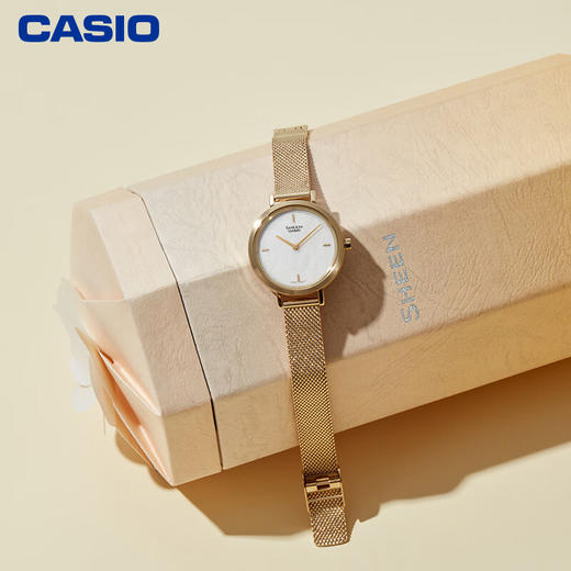 【时计廊】卡西欧（CASIO）SHEEN 和纸主题系列 时尚简约女表防水手表 SHE-C150GM-7AUPFP-50米防水 商品图1