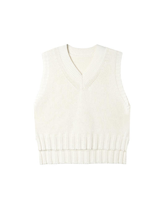 322工房重塑经典和纸纱棉针织马甲2023春夏款V领百搭无袖背心B069 商品图4