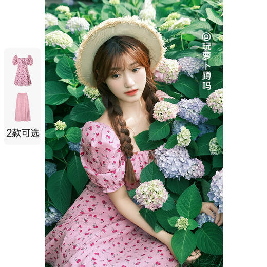 【严选】诗凡黎夏复古方领飘带抽皱设计收腰连衣裙SE6190561 商品图0