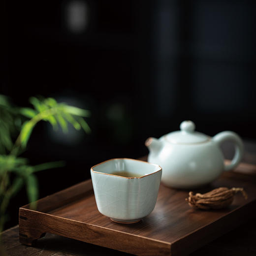 丰子汝窑【高四方杯】开片可养天青汝瓷主人茶杯个人品茗茶盏  115ml 商品图2