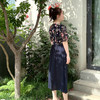 圣三利女装 气质优雅印花拼接收腰散摆连衣裙SL2027335 商品缩略图1