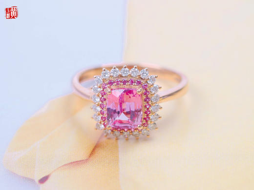 【韵嫣】18K金镶 帕帕拉恰蓝宝石戒指，主石1.56ct 商品图2