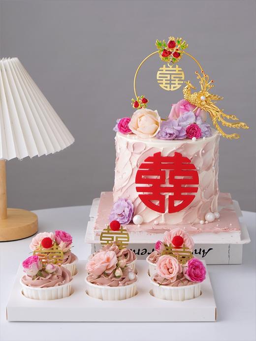 婚礼蛋糕&复古红双喜凤凰石榴圆喜 商品图4