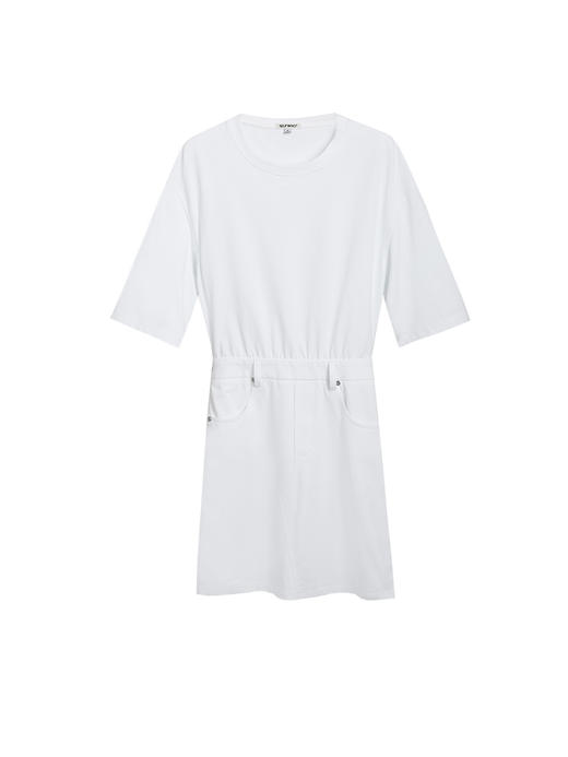 Self Who纯棉白色t恤连衣裙女2023新款夏季短袖镂空气质减龄裙子 商品图4