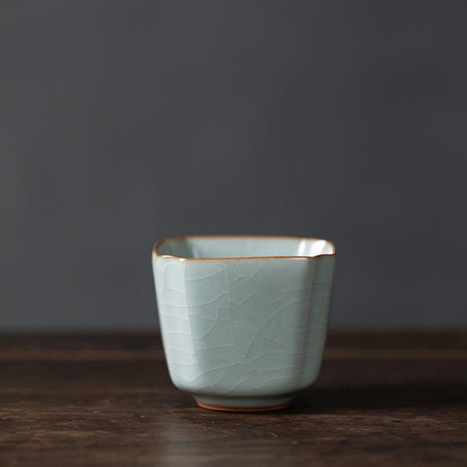 丰子汝窑【高四方杯】开片可养天青汝瓷主人茶杯个人品茗茶盏  115ml 商品图0