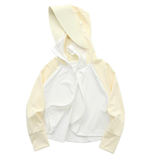 【拼色冰清系列防晒衣】身体面部无死角防晒，柔滑亲肤轻薄舒适，透气防闷简约好搭儿童防晒衣夏天透气大帽檐拼色冰感防蚊皮肤衣，男女宝宝户外防晒服 商品图5