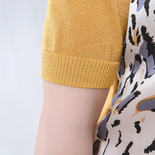 圣三利女装新春季拼接款豹纹针织衫SL121M09 商品图7