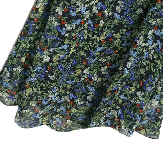 VIVIAN LIU D2324101 春女装新款雪纺印花圆领收腰复古半袖连衣裙 商品图4