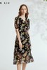 VIVIAN LIU R2324106 春女装新款雪纺印花V领收腰田园半袖连衣裙 商品缩略图5