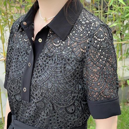 SAINT L’UCK/圣媛女装  简约时尚衬衫领蕾丝连衣裙SA320L52 商品图3