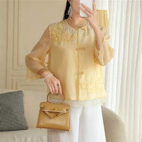 新款国风，刺绣感宽松新中式盘扣上衣FL9327