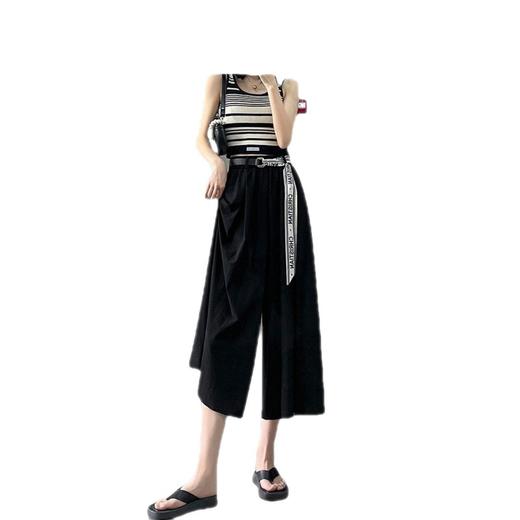 阔腿裤女孩们的夏日必备！精选冰丝面料，轻盈透气，高腰设计显瘦，恰到好处的长度展现垂感，梨型身材也能穿出自信优雅。 商品图8