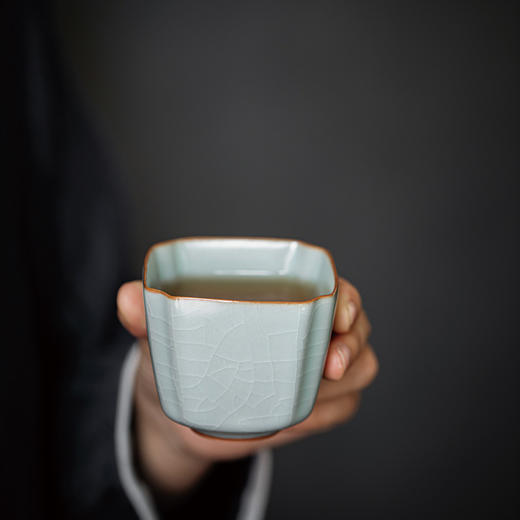 丰子汝窑【高四方杯】开片可养天青汝瓷主人茶杯个人品茗茶盏  115ml 商品图1