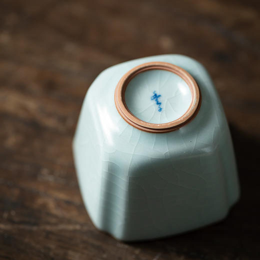 丰子汝窑【高四方杯】开片可养天青汝瓷主人茶杯个人品茗茶盏  115ml 商品图4