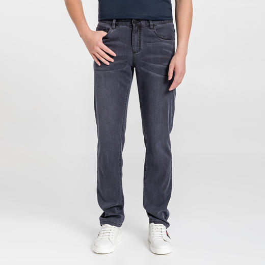 布兰施男士时尚黑灰直筒牛仔裤 商品图0