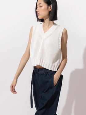 322工房重塑经典和纸纱棉针织马甲2023春夏款V领百搭无袖背心B069
