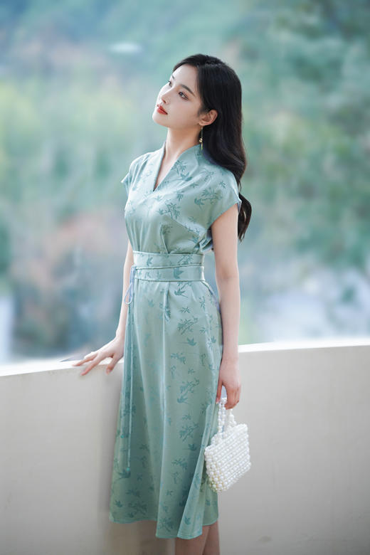 逸红颜明月优选『曲竹』 重磅缎面醋酸连衣裙，大气端庄优雅! 商品图1