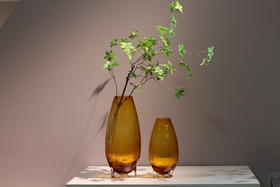 琥珀玻璃花瓶花器工艺品摆件
