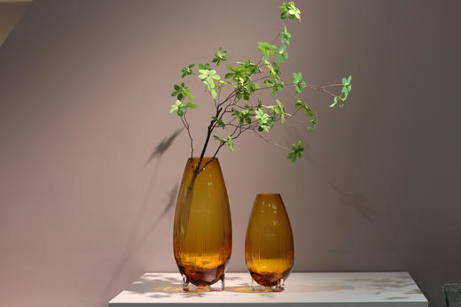 琥珀玻璃花瓶花器工艺品摆件 商品图0