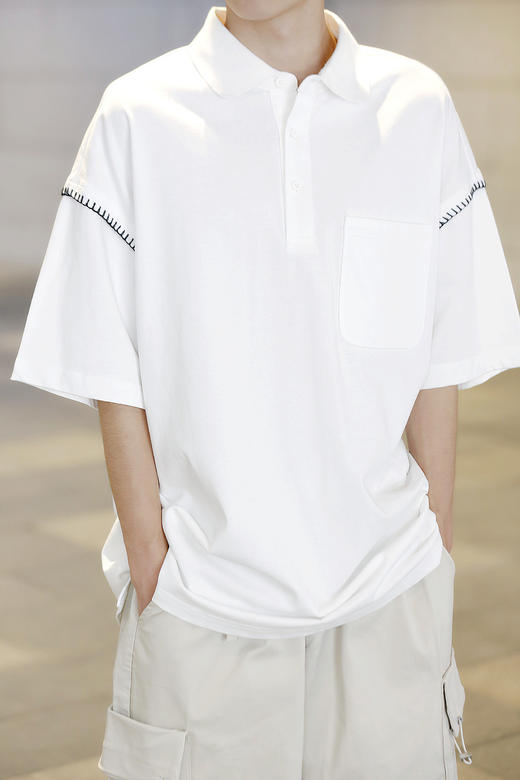 320812786明线装饰短袖POLO衫 商品图1