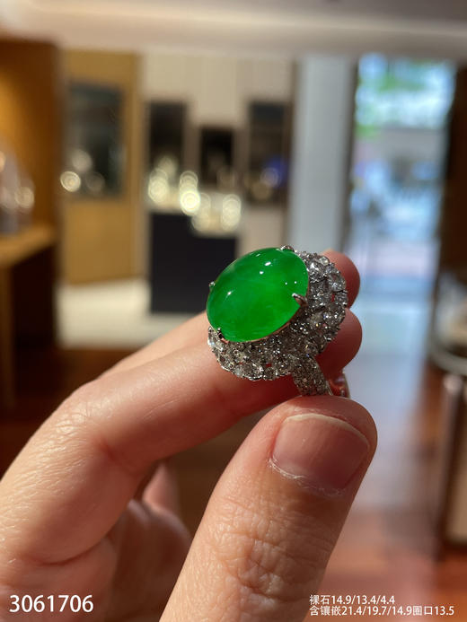 老坑近高冰艳绿蛋面戒指【3061706】具体价格微信咨询 商品图7