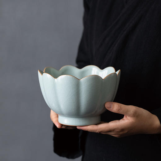 【丰子汝窑】莲花温碗 天青汝窑 茶洗 特大号家用笔洗水盂收纳碗 商品图5