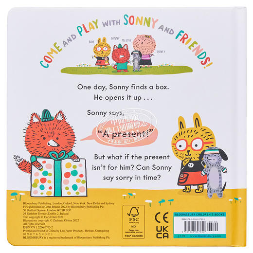 【中商原版】Sonny Says, "Sorry!" 索尼学乖了 对不起 英文原版 进口原版 0岁到5岁 学龄前 儿童纸板图画书 Caryl Hart 商品图1