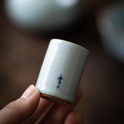 丰子汝窑丰子柱形盖置【方圆盖置】盖托陶瓷天青开片可养汝瓷功夫茶道配件 商品图4