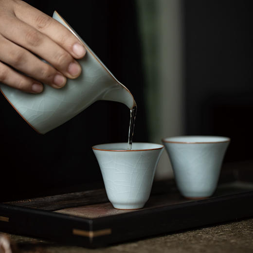 【丰子汝窑】【天青高心杯2入】茶杯手工开片主人杯陶瓷汝瓷单杯子个人品茗杯功夫茶具 商品图1