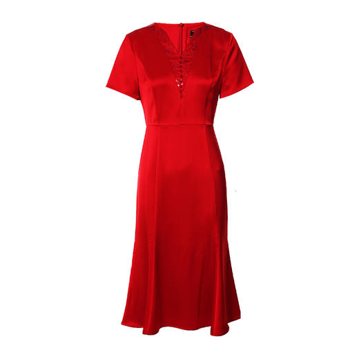 EITIE爱特爱夏季新款优雅V领蕾丝拼接礼服连衣裙7477112 商品图6