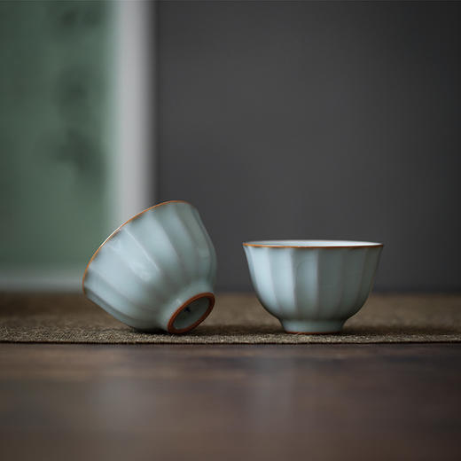 丰子汝窑【葵花杯2入】茶杯汝瓷功夫茶具主人对杯陶瓷单杯品茗杯茶盏礼盒装 商品图1