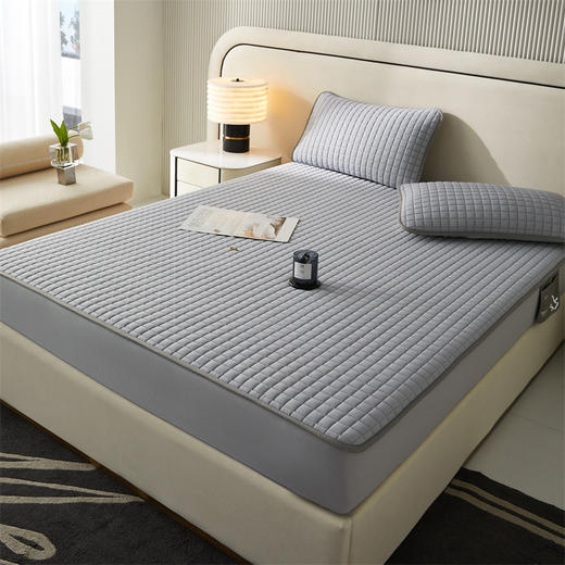 【武汉】银鹏汉棉乳胶席床笠三件套-米兰灰（凉席180*200cm+枕套48*74cm*2) 商品图2