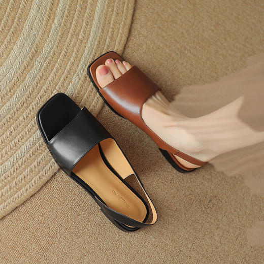 复古简约，纯色一字平底凉鞋WXJ-W1034-8 商品图6
