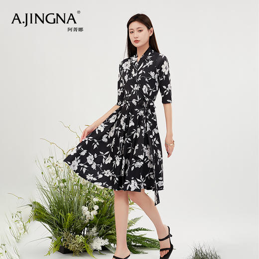 【商场同款】阿菁娜茶歇风碎花设计感连衣裙A30X112090 商品图4