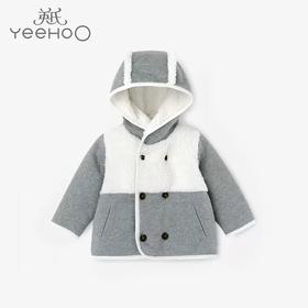 英氏-童衣类（冬）C9英针短帽外套 铅花灰
