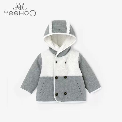 英氏-童衣类（冬）C9英针短帽外套 铅花灰 商品图0