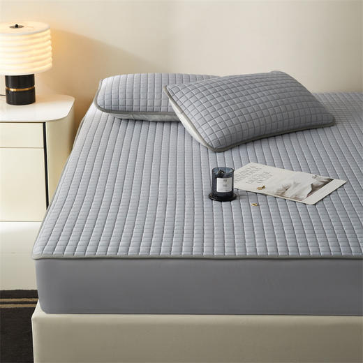 【武汉】银鹏汉棉乳胶席床笠三件套-米兰灰（凉席180*200cm+枕套48*74cm*2) 商品图6