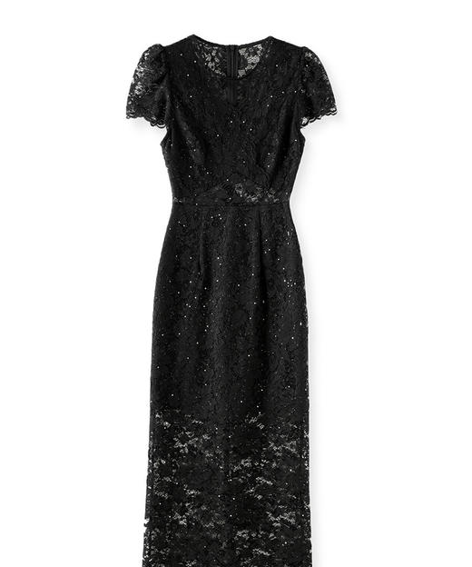 名媛气质感，V领烫钻股线蕾丝微透视小性感包臀连衣裙WLZD-2312303 商品图4