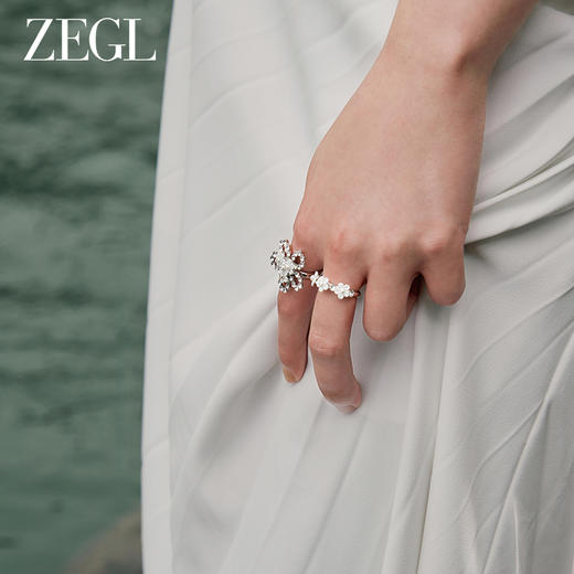 ZEGL设计师花梦系列花朵戒指女小众设计指环时尚个性开口食指戒子 商品图3