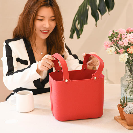 幸和湾方形皮纹手提包仿皮纹手提篮 商品图2