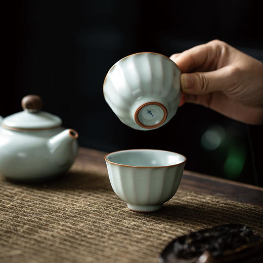 丰子汝窑【葵花杯2入】茶杯汝瓷功夫茶具主人对杯陶瓷单杯品茗杯茶盏礼盒装 商品图10