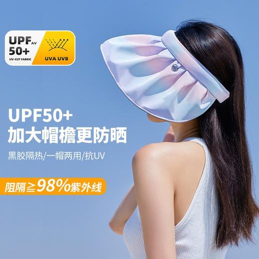 【一帽两用，进口黑胶防晒】夏季时尚防晒帽，发箍空顶帽轻盈透气，佩戴自然方便，自带弧度的帽檐既遮阳又显脸小，女户外遮脸潮大檐休闲空顶帽子，遮阳防紫外线贝壳帽 商品图2