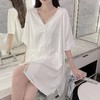 【斩男性感衬衫睡裙】悦动夏日热情。宽松设计，柔软舒适；防晒面料，让你尽情享受阳光；中长裙长，显瘦修身；独特情趣设计，让你充满魅力！ 商品缩略图4