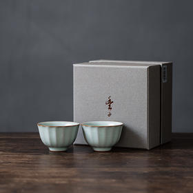 丰子汝窑【葵花杯2入】茶杯汝瓷功夫茶具主人对杯陶瓷单杯品茗杯茶盏礼盒装