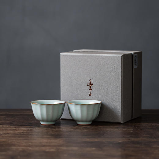 丰子汝窑【葵花杯2入】茶杯汝瓷功夫茶具主人对杯陶瓷单杯品茗杯茶盏礼盒装 商品图0